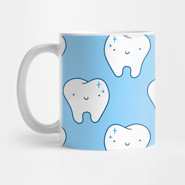 Cute Tooth Blue Pattern by saradaboru